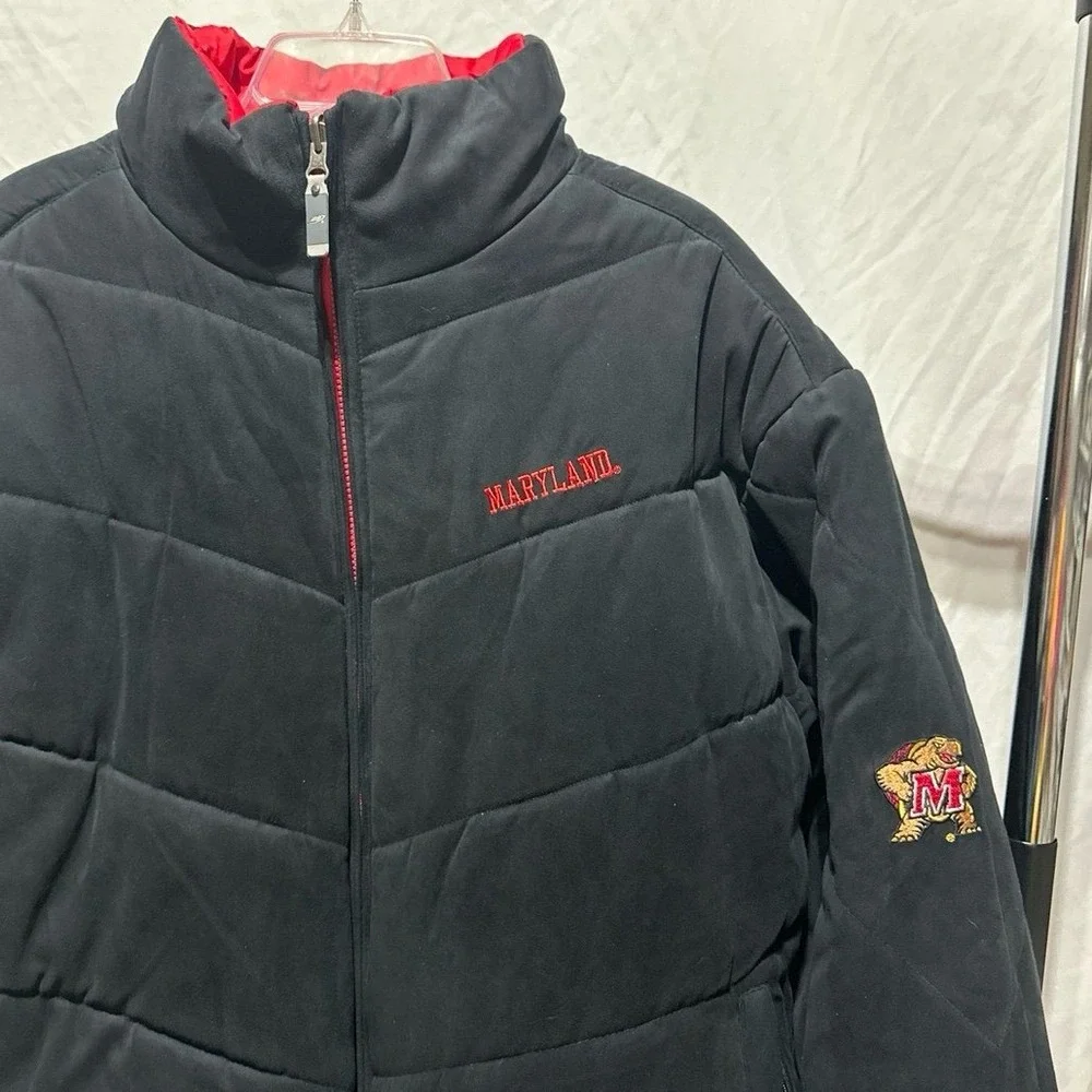 Vintage Maryland Terrapins Black Red Reversible Puffer Jacket  Like New Men's XL